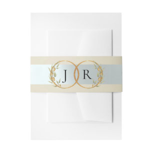 Linked Leaf Monogram - Wheat Invitation Belly Band