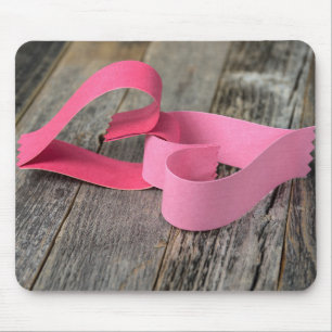 Linked Paper Hearts on Wood Mouse Pad