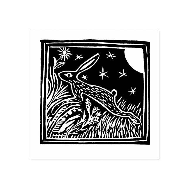 Lino Cut Hare Stamp (Imprint)