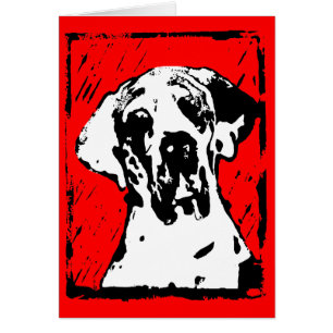 Lino Cut Print Great Dane Card – Harlequin