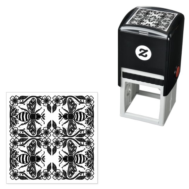 Linocut Beekeeper Apiarist Self-inking Stamp (In Situ)