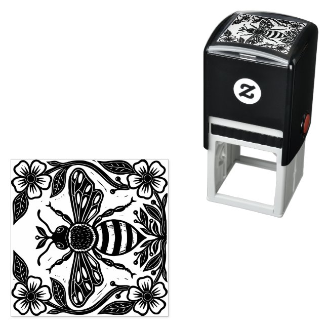 Linocut Beekeeper Apiarist Self-inking Stamp (In Situ)