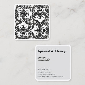 Linocut Beekeeper Apiarist Square Business Card