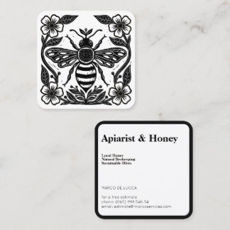 Linocut Beekeeper Apiarist Square Business Card