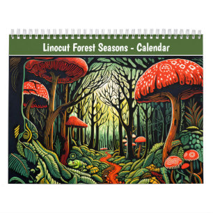 Linocut Forest Seasons Calendar