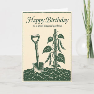 Linocut Green-Fingered Gardener Birthday Card