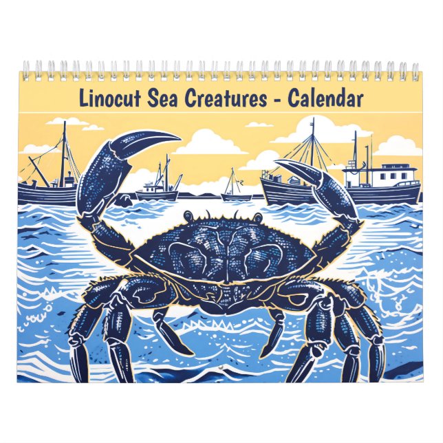 Linocut Sea Creatures Calendar (Cover)