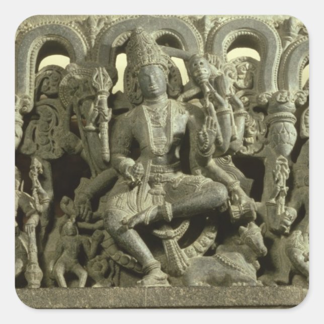 Lintel depicting The Trinity: Siva, Brahma and Vis Square Sticker (Front)