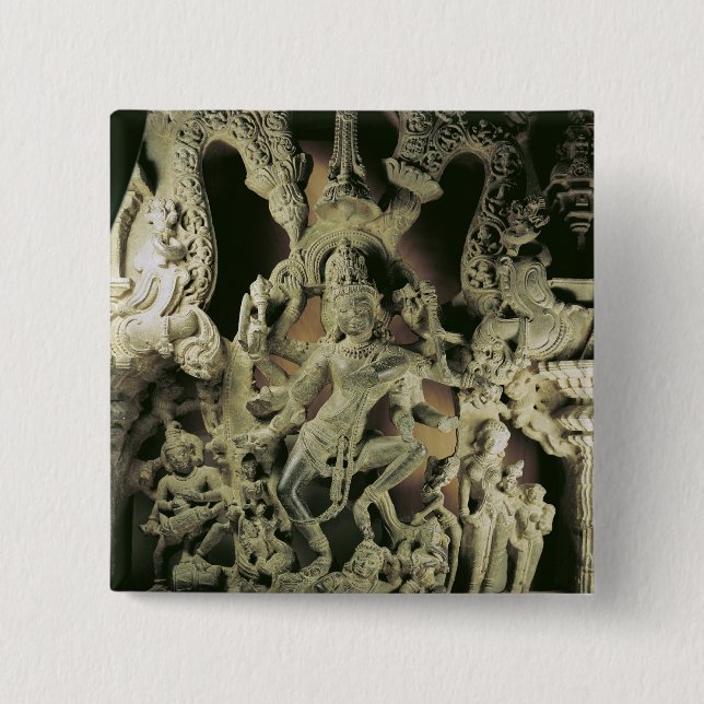 Lintel with Shiva Nataraja, Kakatiya dynasty 15 Cm Square Badge (Front)