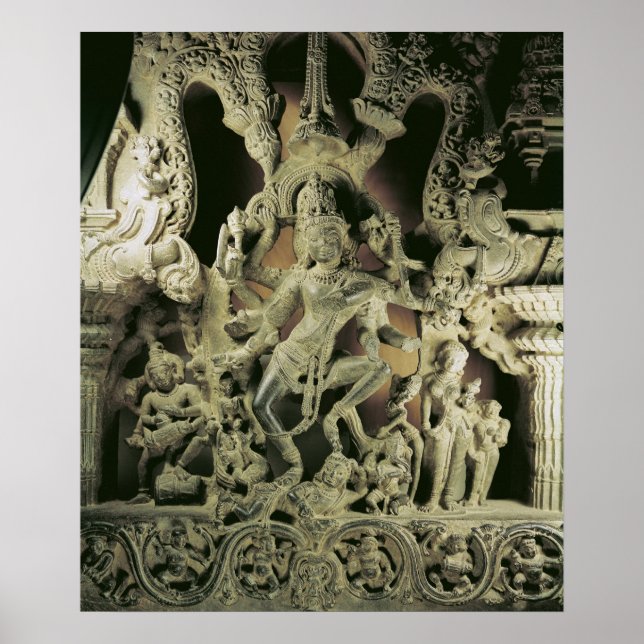 Lintel with Shiva Nataraja, Kakatiya dynasty Poster (Front)