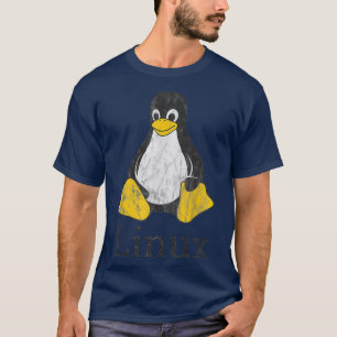 Linu Mascot Tu the Penguin Vintage Nerd Geek T-Shirt