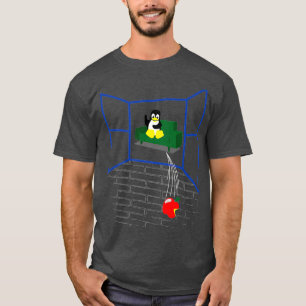 Linu Penguin Throws an Apple Through the Window T-Shirt