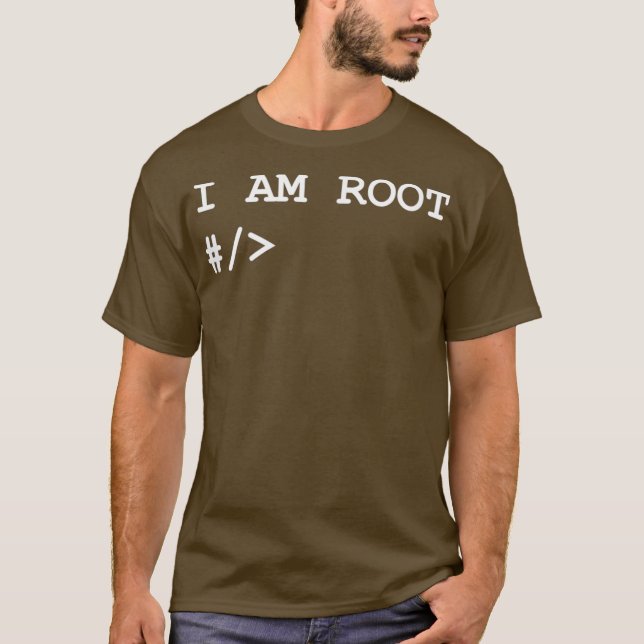 Linu Uni Terminal I Am Root Nerd Geek Sysadmin T-Shirt (Front)