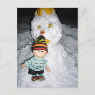 linus and snow postcard