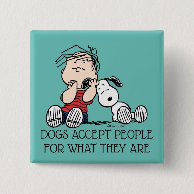 Linus Comforted With Snoopy's Ear 15 Cm Square Badge (Front)