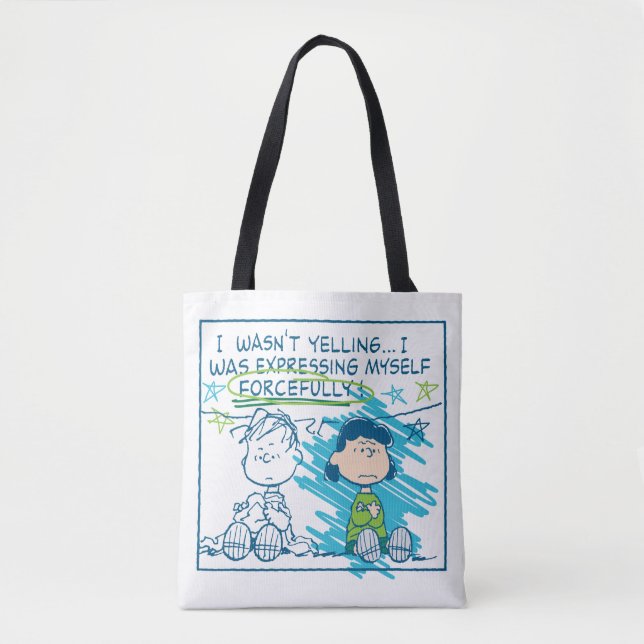 Linus & Lucy "I Wasn't Yelling…" Tote Bag (Front)