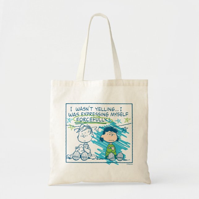 Linus & Lucy "I Wasn't Yelling…" Tote Bag (Front)