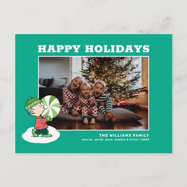 Linus Peppermint Candy Holiday Postcard (Front)
