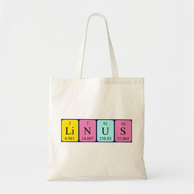 Linus periodic table name tote bag (Front)