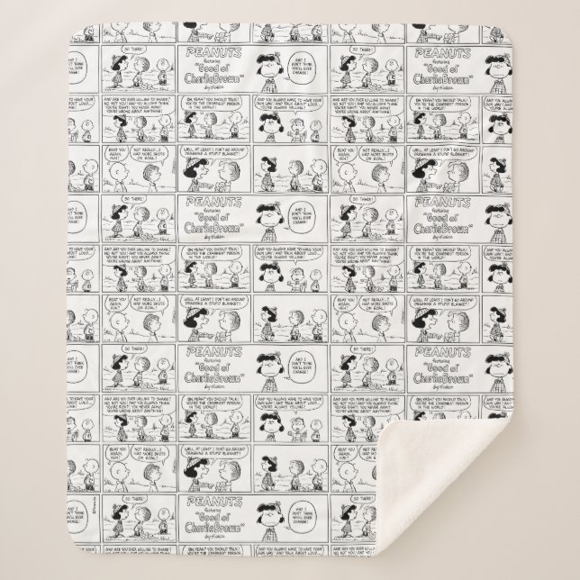 Linus Tells Lucy She's Crabby Sherpa Blanket (Front)