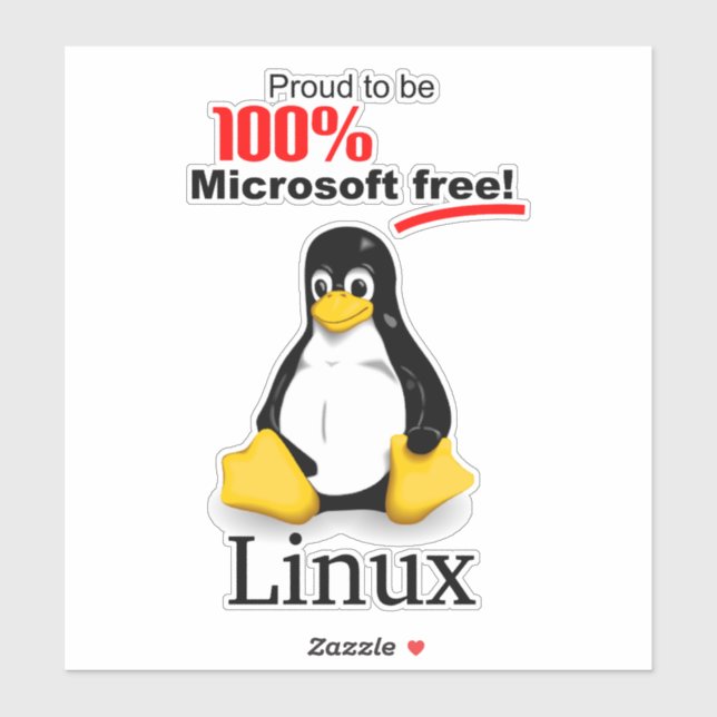 Linux 8x8 Vinyl Sticker - Microsoft Free (Sheet)