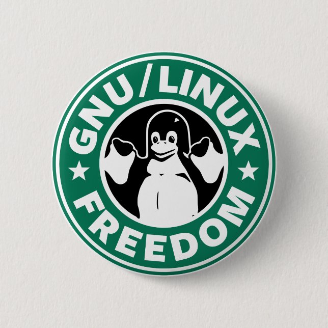 LINUX - GNU - FREEDOM Button (Front)