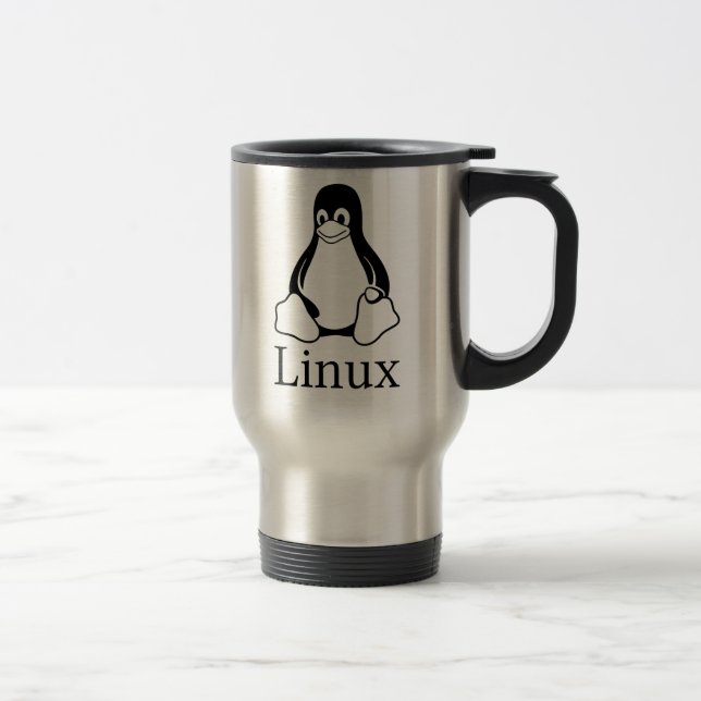 Linux Logo w/ Tux the Linux Penguin Travel Mug (Right)