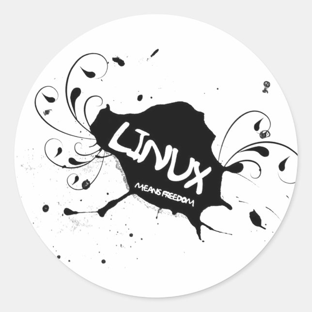 Linux Means Freedom Classic Round Sticker (Front)