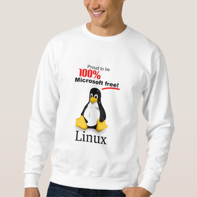 Linux Men's Basic Long Sleeve - Microsoft Free Sweatshirt (Front)