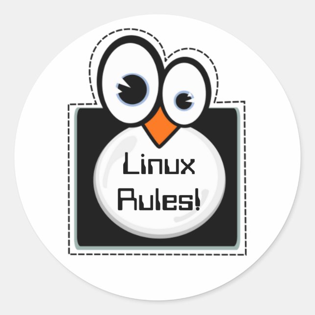Linux Penguin Frame Custom Text Sticker (Front)