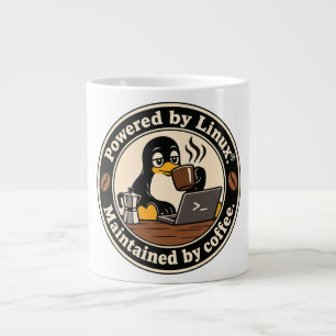 Linux Penguin Tux and coffee Large Coffee Mug