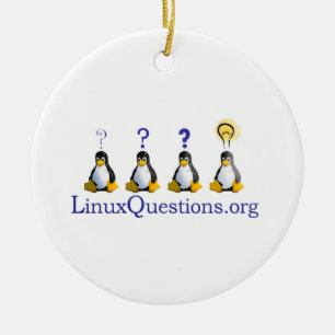 Linux Questions Logo Ceramic Tree Decoration