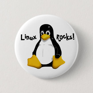 Linux Rocks! 6 Cm Round Badge