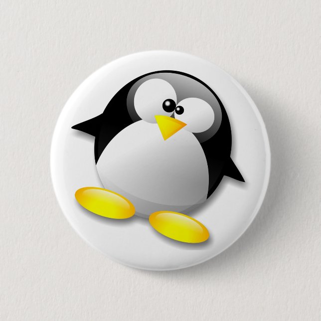 LINUX TUX CRYSTAL 6 CM ROUND BADGE (Front)