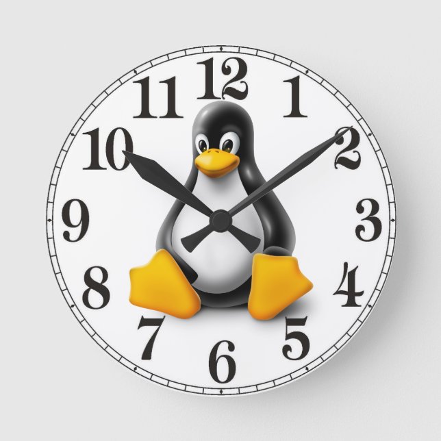 Linux Tux the Penguin Round Clock (Front)