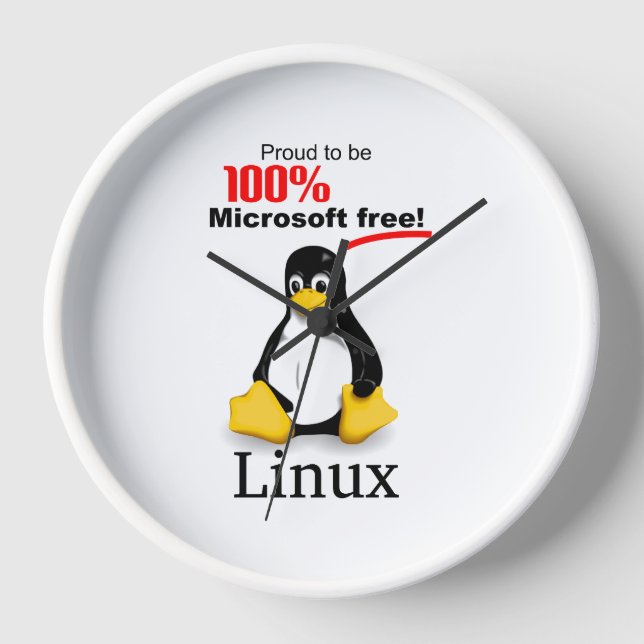 Linux Wall Clock with White Trim - Microsoft Free (Front)