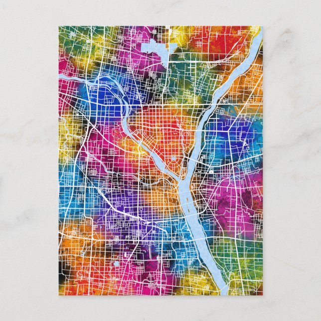 Linyi China City Map Postcard (Front)