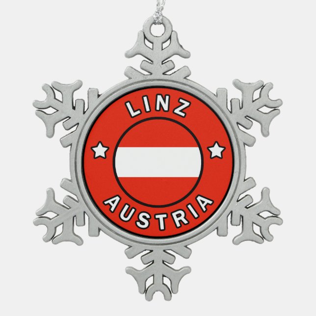 Linz Austria Snowflake Pewter Christmas Ornament (Front)