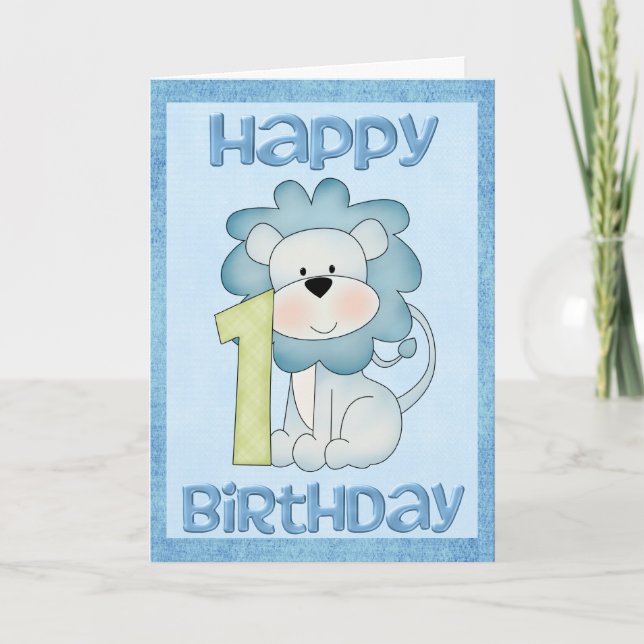 Lion 1st Birthday Card (Front)