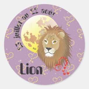Lion 23 juillet au 22 août Autocollants Classic Round Sticker