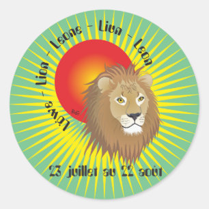 Lion 23 juillet au 22 août Autocollants Classic Round Sticker