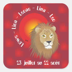 Lion 23 juillet au 22 Autocollants Square Sticker