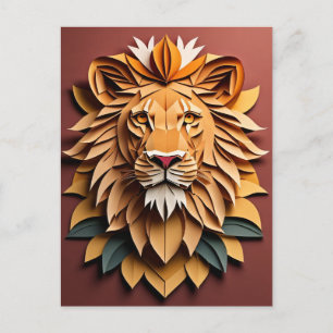 Lion 3D Paper Art Design T-shirt  Postcard