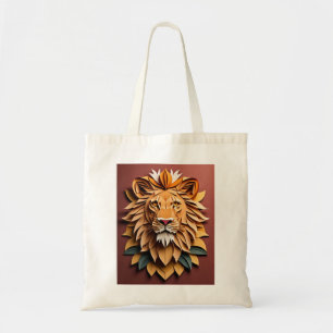 Lion 3D Paper Art Design T-shirt Tote Bag