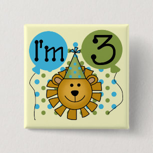 Lion 3rd Birthday T-shirts and Gifts 15 Cm Square Badge