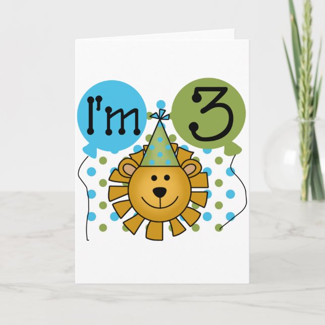 Lion 3rd Birthday T-shirts and Gifts Card (Front)