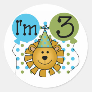 Lion 3rd Birthday T-shirts and Gifts Classic Round Sticker