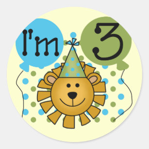 Lion 3rd Birthday T-shirts and Gifts Classic Round Sticker