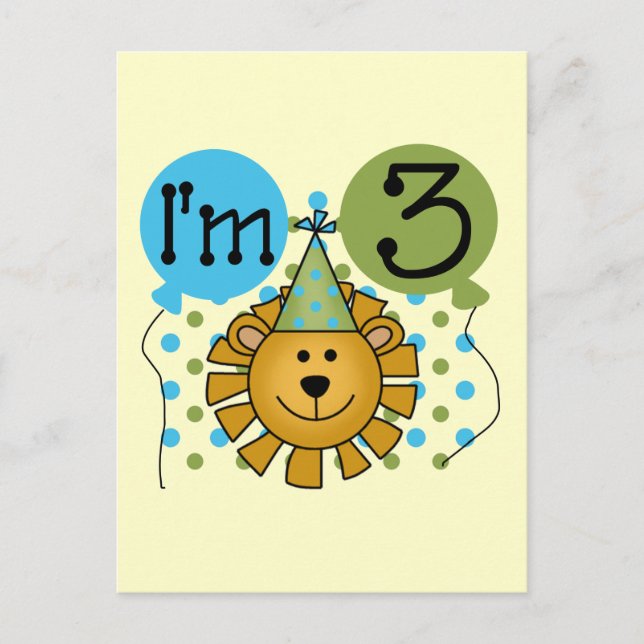 Lion 3rd Birthday T-shirts and Gifts Postcard (Front)