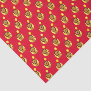 Lion 4 years old birthday red tissue paper